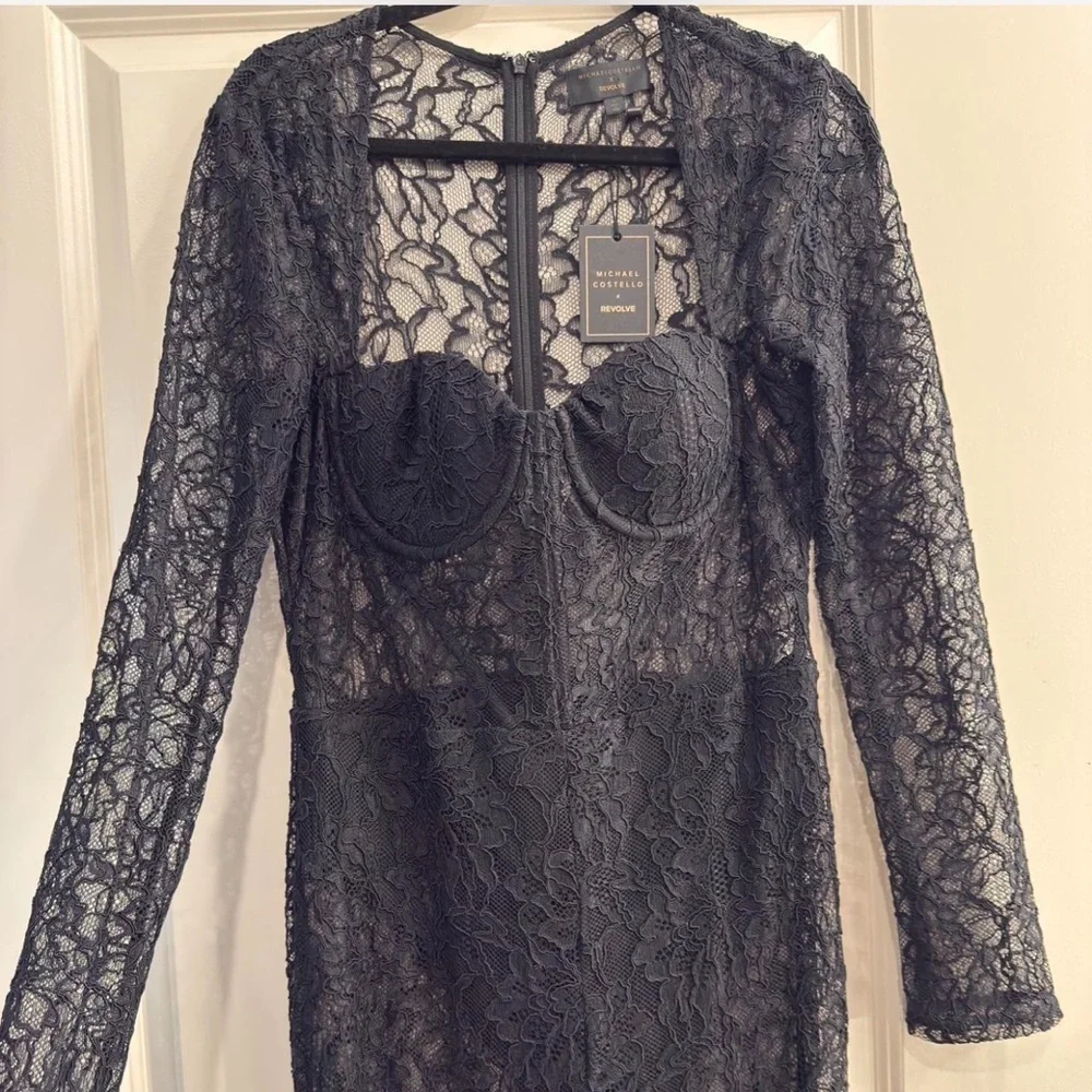 NWT Michael Costello Black Lace Design Jumpsuit‎